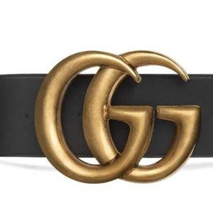 Gucci Wide leather belt with Double G Logo